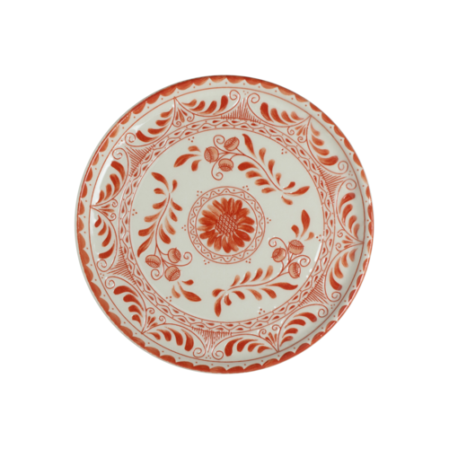 Plate, 9'' dia., round, fully vitrified china, Anfora, Talavera Orange