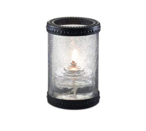 Industrial Chic Madison Lamp, 5'' H x 3 1/8'' dia., cylinder, with bronze accent rings, clear crackle finish