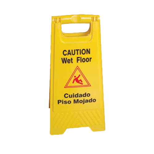 WET FLOOR CAUTION SIGN, YELLOW, 24'' H X 12'' W, PLASTICS