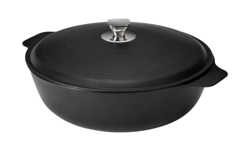 Cooklite Casserole with Lid, 4.75 qt, 14.25'' x 11'' x 5.5'', black, cast aluminum coated