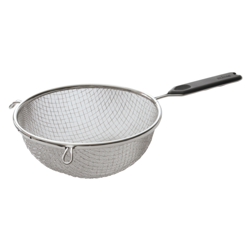 Mesh Strainer, 8'' Bowl, Double Medium Mesh, stainless steel, plastic handle