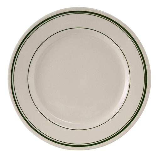 Plate, 10-1/2'' dia., round, wide rim, rolled edge, microwave & dishwasher safe, oven proof