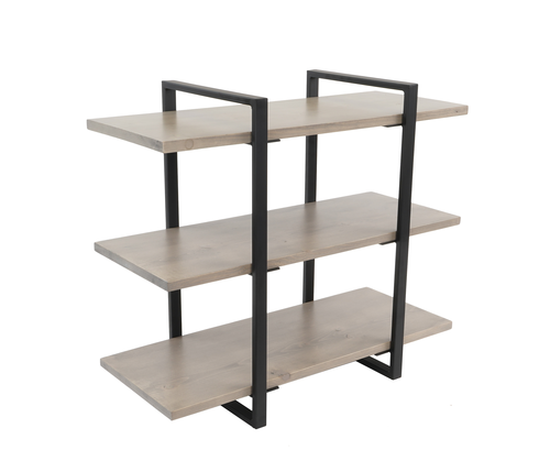 Aspen Merchandiser, 12'' x 28'' x 24''H, (3) tier, metal and gray-washed pine wood