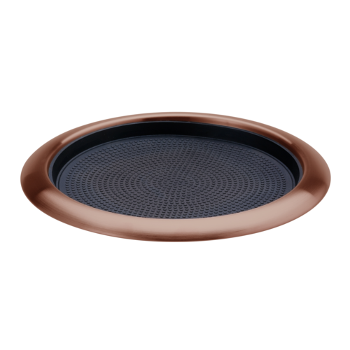 Non-Slip Tray, 11''W x 11''D x 1''H, removable insert, round serving tray, rose gold PVD, rose gold