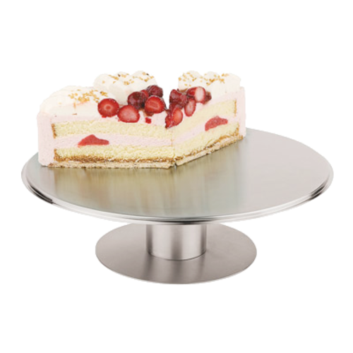 Cake Stand, 12-1/8'' dia. x 2-3/4''H, round, revolving, stainless steel, Paderno, Bakeware