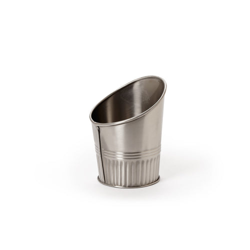 Clipper Mill French Fry Cup, 10 oz., 3-1/2'' dia. x 4-1/2''H, angled, stainless steel