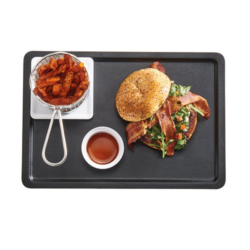 Serving Tray, 13''W x 9''D x 1/2''H, rectangular, stackable, melamine, black