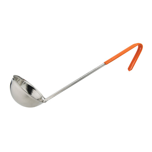 Winco Prime One-piece S/S 8oz Ladle, Orange, NSF