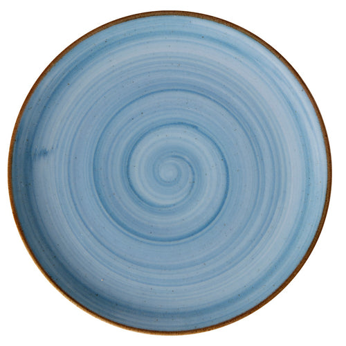 Plate, 11'' dia., round, coupe, rolled edge, porcelain, Corona, Artisan, blue