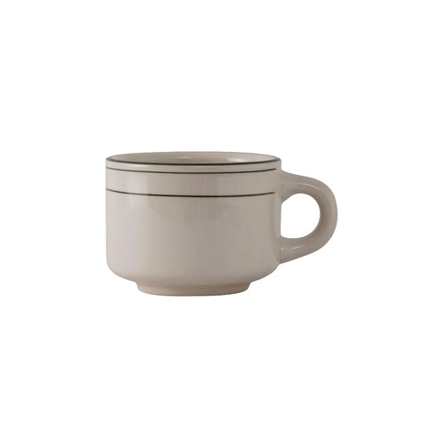 Cup, 7 oz., 3-1/4'' dia. x 2-1/2''H, stackable, wide rim, rolled edge, microwave & dishwasher safe