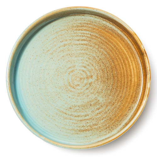 Lago Salad Plate, 8'' dia., round, reactive glaze, ceramic, Teal/Copper