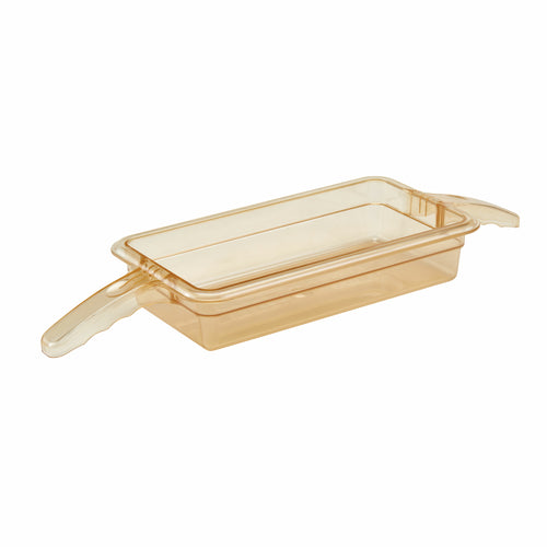 H-Pan High Heat Hot Food Pan, 1/3 size, 2-1/2'' deep, double handle, flat base, hi-temp plastic, -40F to 375F, amber, NSF