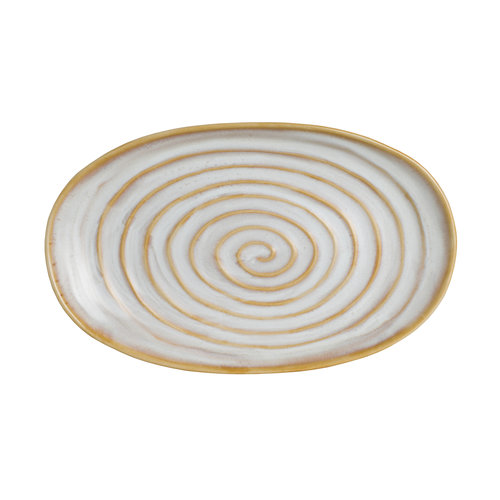 Plate, 11''L x 6-3/4''W, oval, ceramic, Folio Stoneware, Azores Costa