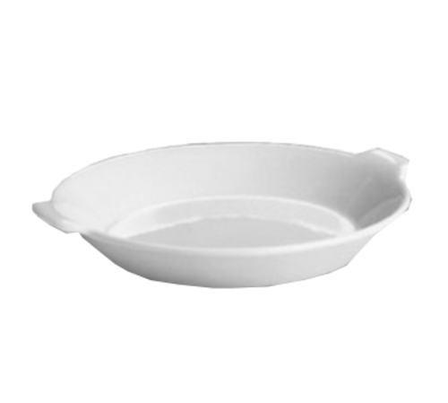 Au Gratin/Shirred Egg Dish, 28 oz., 9-1/4'' dia., round, lug handled, Hall China, White