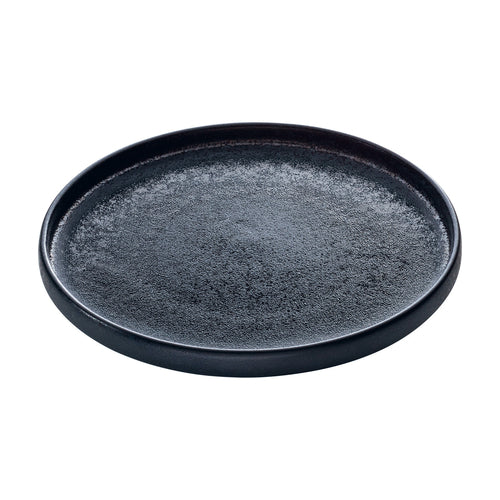 Plate, 8-1/4'' dia., round, flat, stoneware, black, Playground, Nara