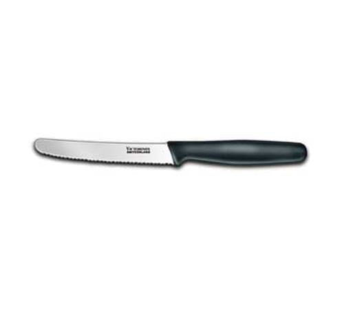 Victorinox Steak Knife, 4-1/2'' round tip, wavy edge, black polypropylene handle