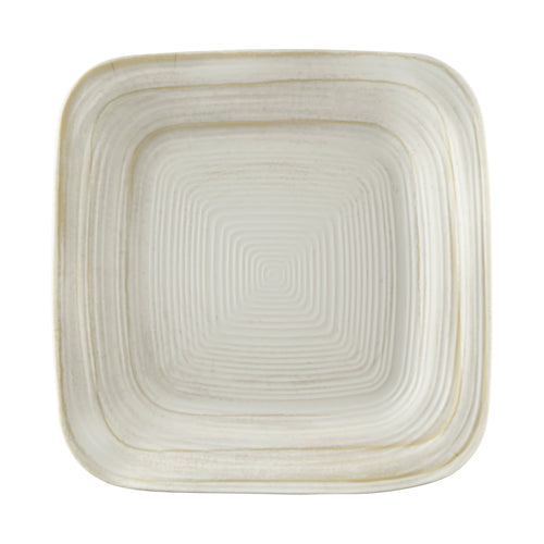 Plate, 9'' x 9'' x 1-1/4''H, irregular square,  melamine, off white stoneware design, Della Terra (6 each per case)