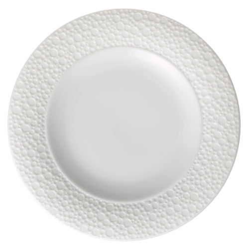 Oneida - Plate, 9'', round, smooth glazed center well, semi-matte champagne textured rim, porcelain, bright white, Sant' Andrea, Francia